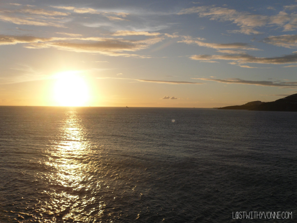 Watching the Sunrise as we get to St. Thomas