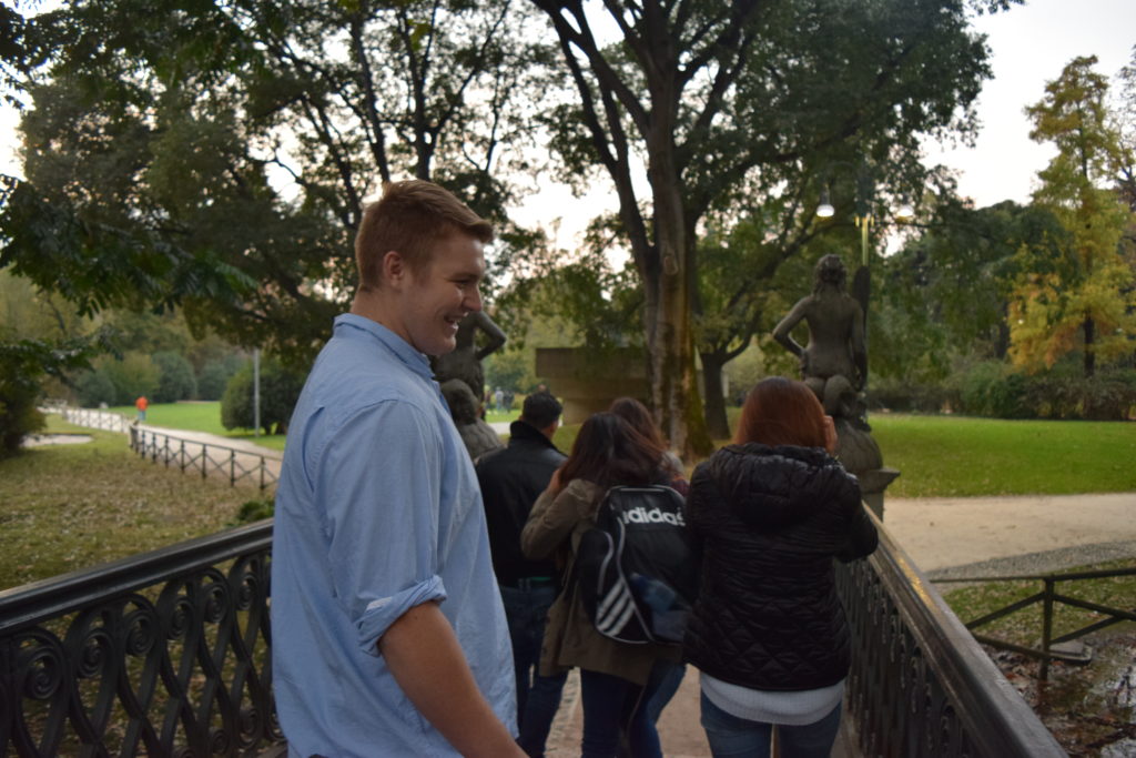 Walking over the bridge